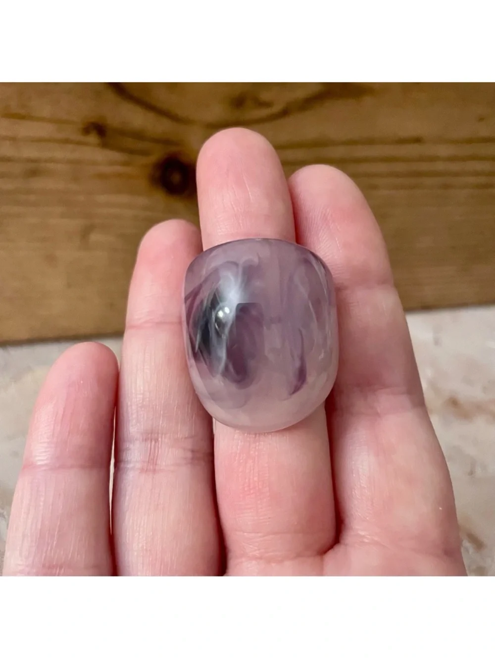 Lavender Purple Swirl Dome Ring, Metal Free Size 8